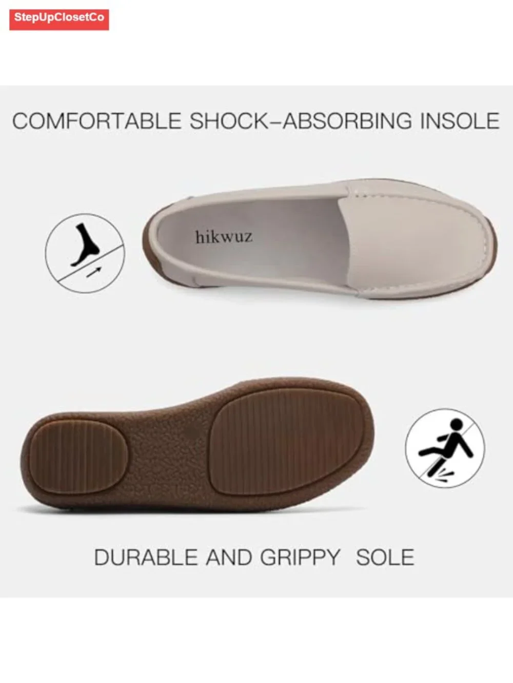 Comfortable Lightweight Leather Loafers Slip-On Driving Shoes Work Flats
